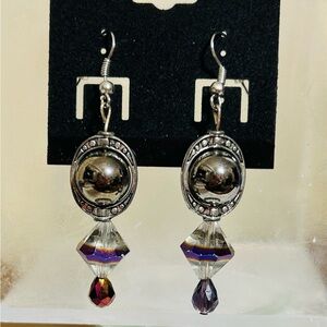 Hand Crafted Czech Crystal Glass Earrings 
Silver Colour Findings
